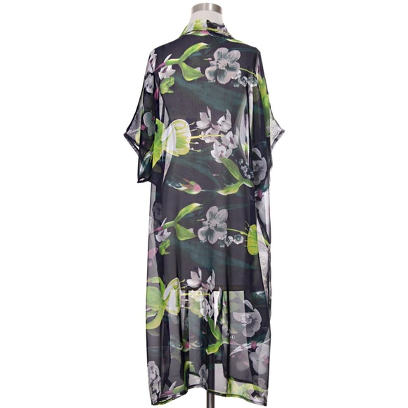 Code22 Floral Pattern Print Short Sleeve Kimono - Picture 3 of 4